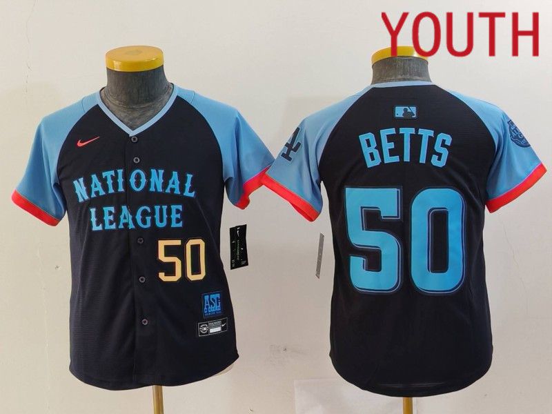 Youth Los Angeles Dodgers 50 Betts Blue All star 2024 Nike MLB Jersey style 8151
